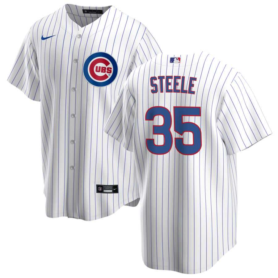 Mens Chicago Cubs #35 Justin Steele Nike Home White Cool Base Jersey Dzhi